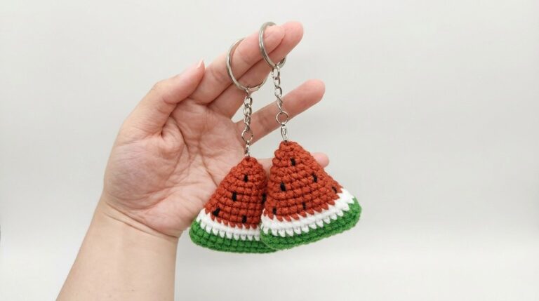 Crochet Watermelon Keychain Pattern 6