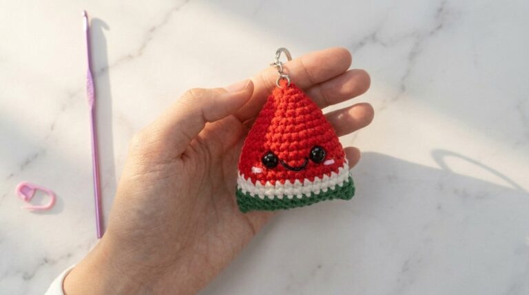 Crochet Watermelon Keychain Pattern 6