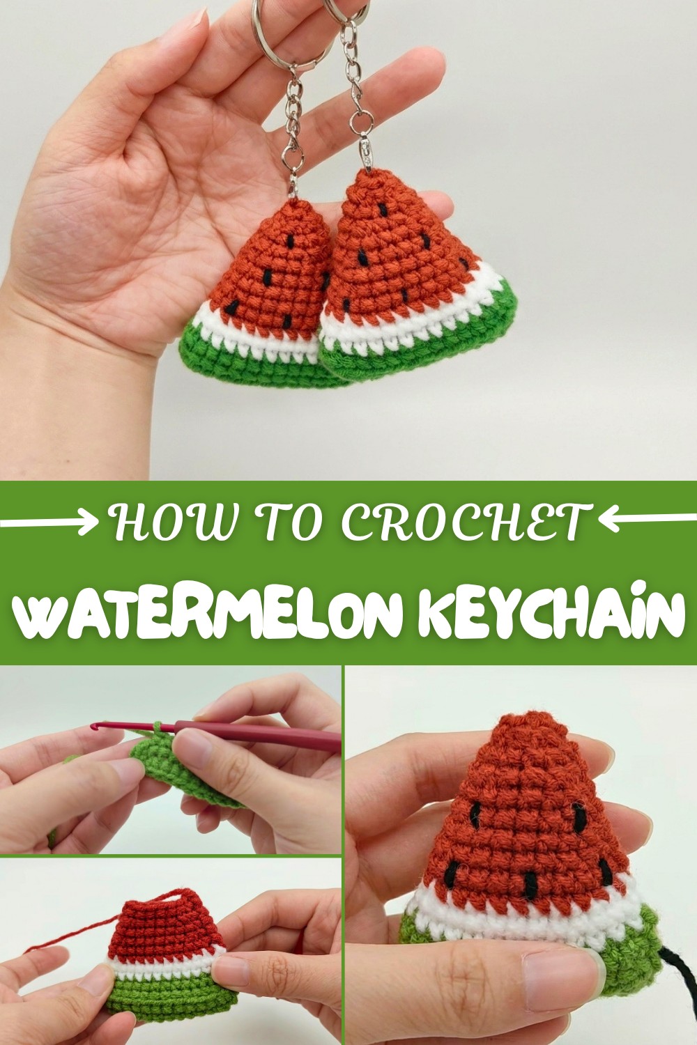 Crochet Watermelon Keychain Pattern