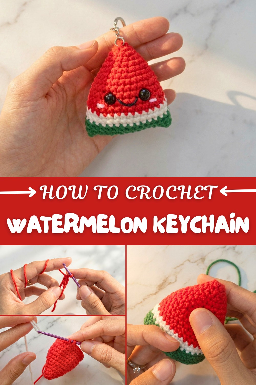 Crochet Watermelon Keychain Pattern