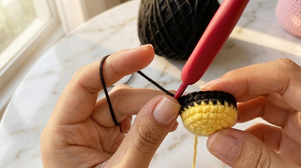 Cute Crochet Bee Keycharm Pattern 3