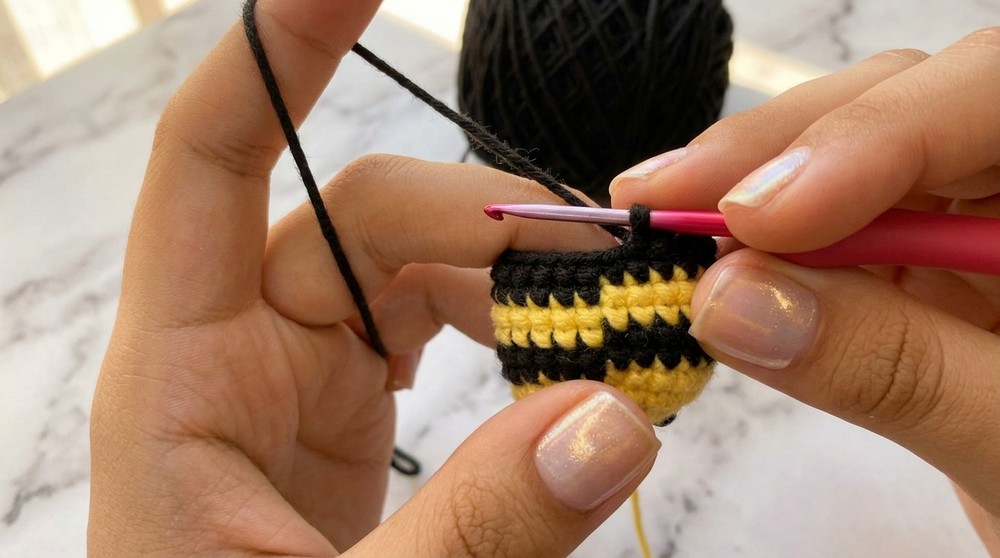 Cute Crochet Bee Keycharm Pattern 4