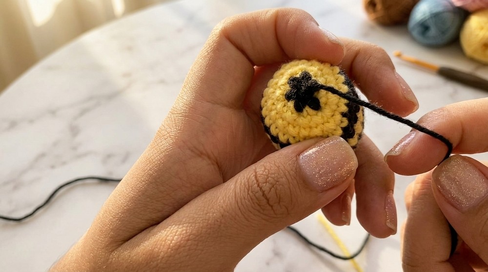 Cute Crochet Bee Keycharm Pattern 5