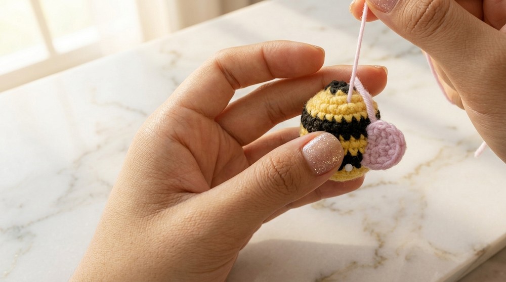 Cute Crochet Bee Keycharm Pattern 6
