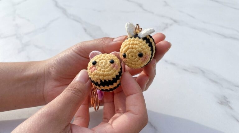 Cute Crochet Bee Keycharm Pattern 7