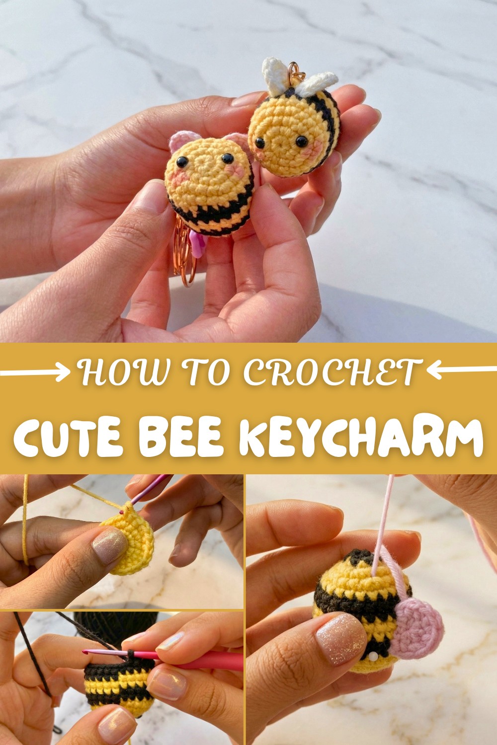 Cute Crochet Bee Keycharm Pattern