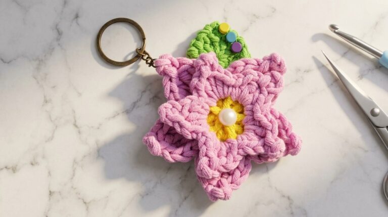 Cute Crochet Flower Keychain Pattern 6
