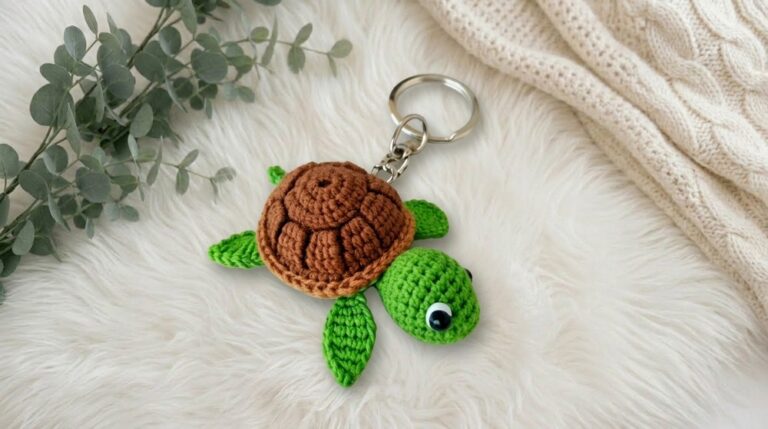 Cute Crochet Turtle Keychain Pattern 6