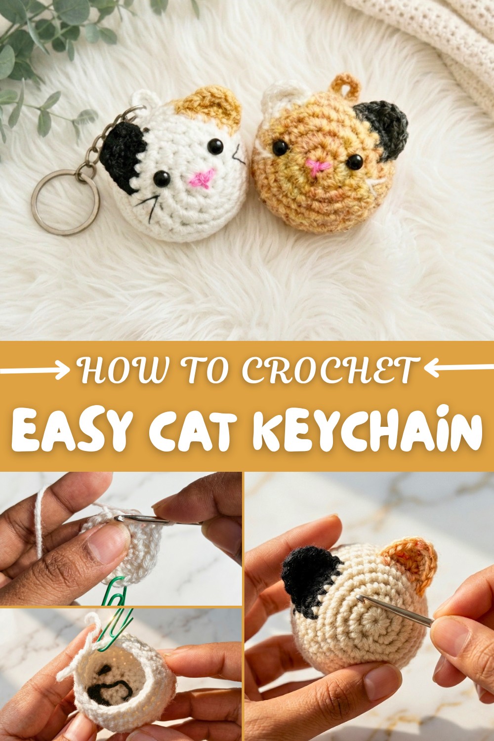 Easy Crochet Cat Keychain Pattern