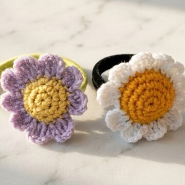 Easy Crochet Daisy Hair Tie Pattern 5