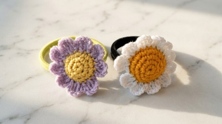Easy Crochet Daisy Hair Tie Pattern 5