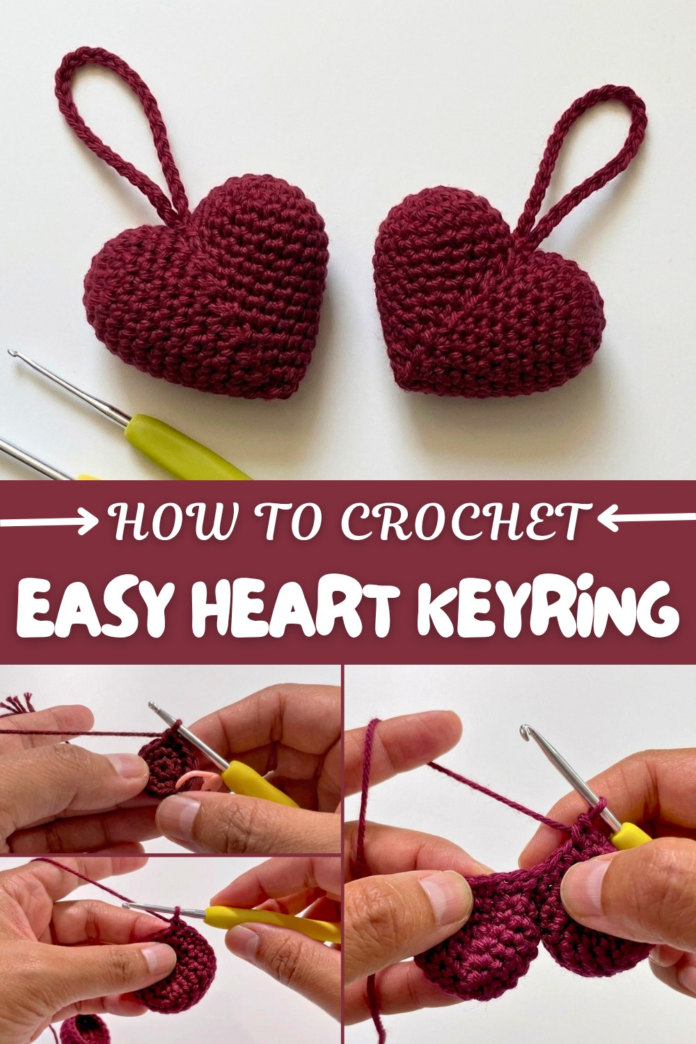 Easy Crochet Heart Keyring Pattern