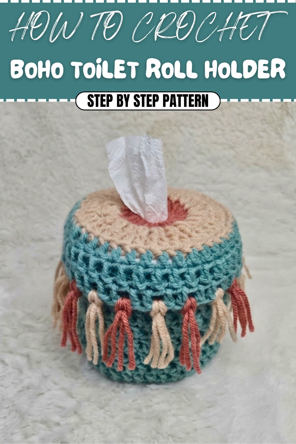 Free Crochet Boho Toilet Roll Holder Pattern