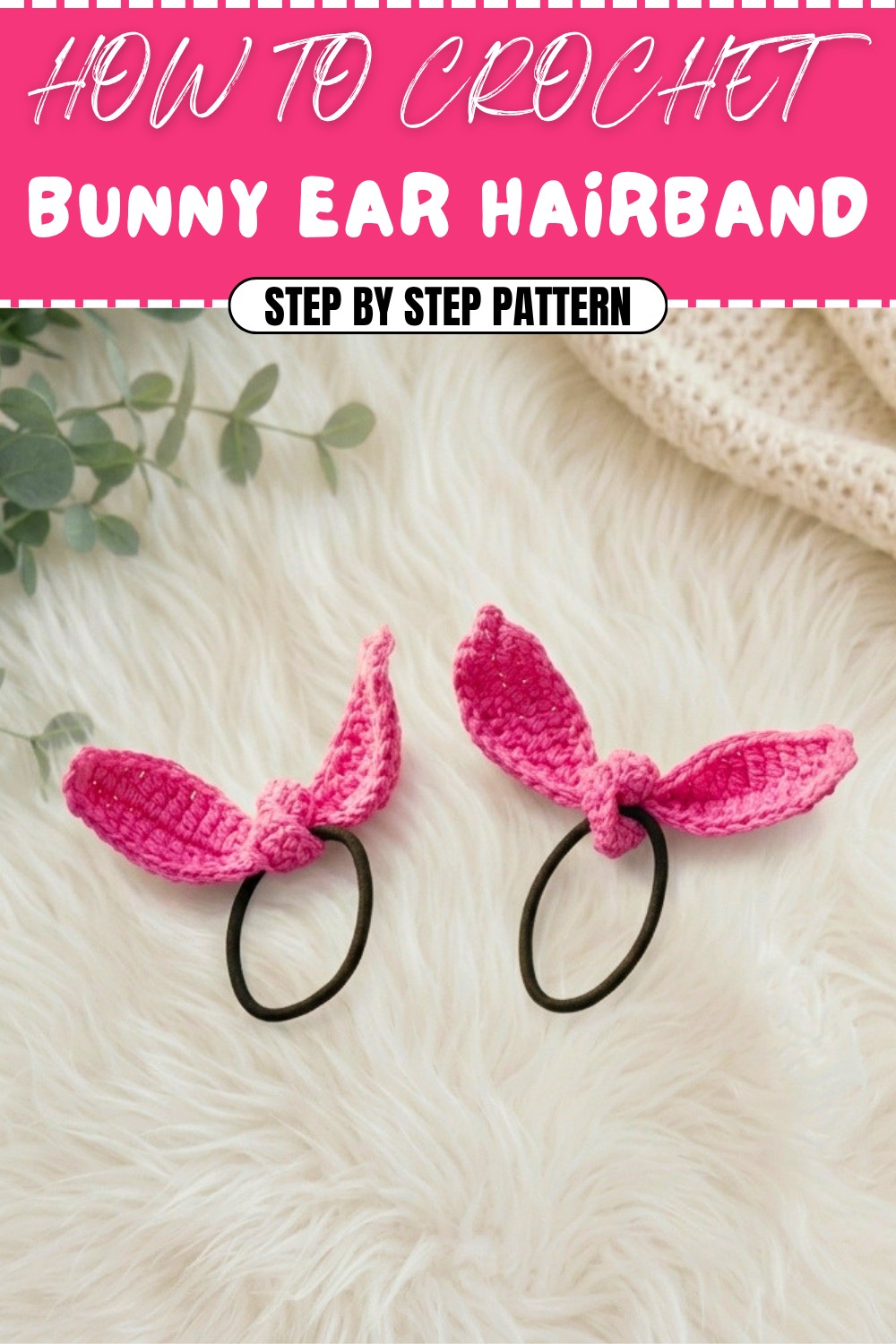 Free Crochet Bunny Ear Hairband Pattern