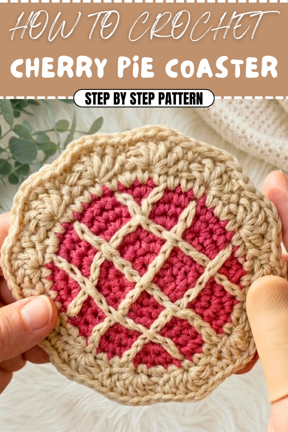 Free Crochet Cherry Pie Coaster Pattern