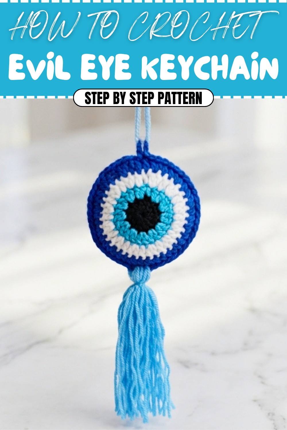 Free Crochet Evil Eye Keychain Pattern