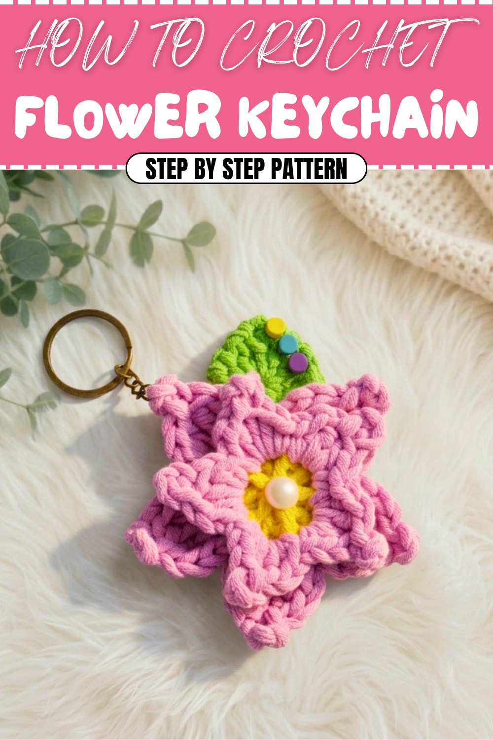Free Crochet Flower Keychain Pattern