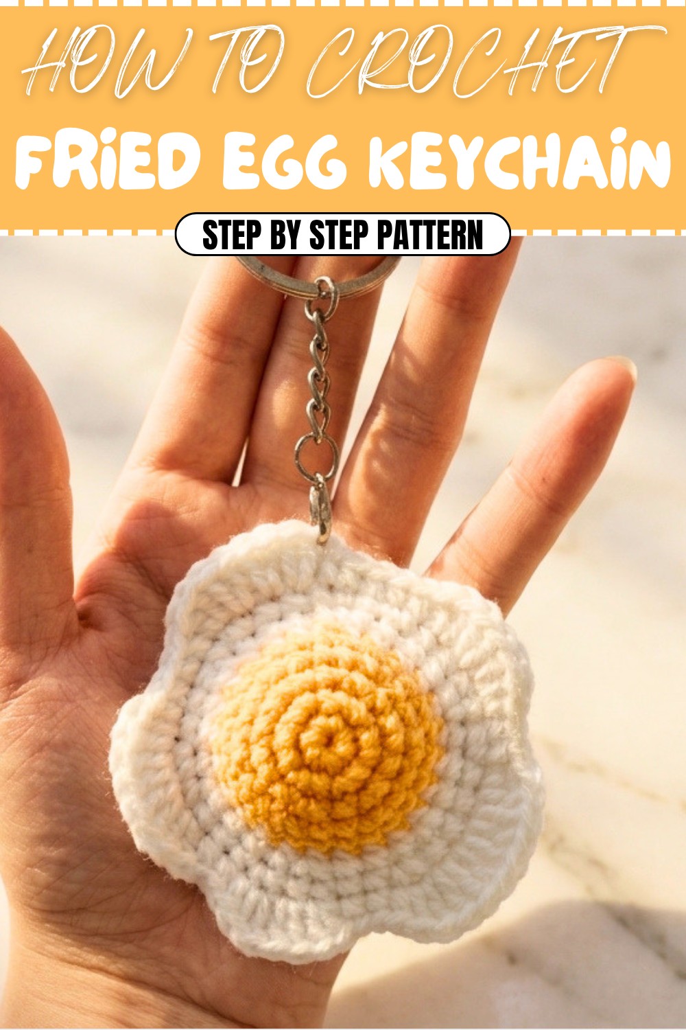 Free Crochet Fried Egg Keychain Pattern