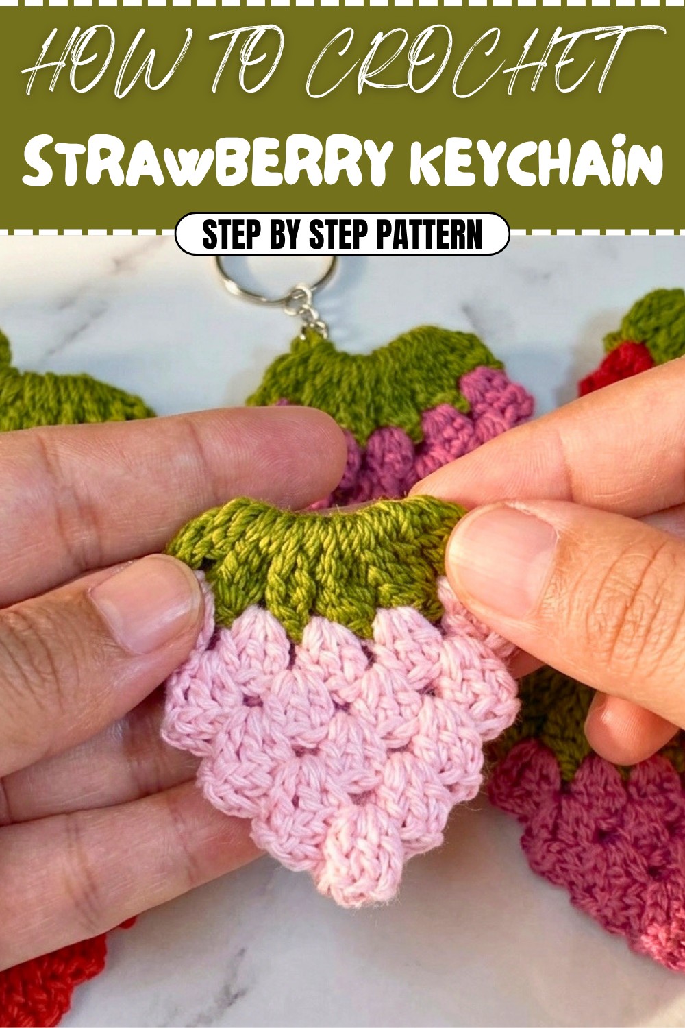 Free Crochet Strawberry Keychain Pattern