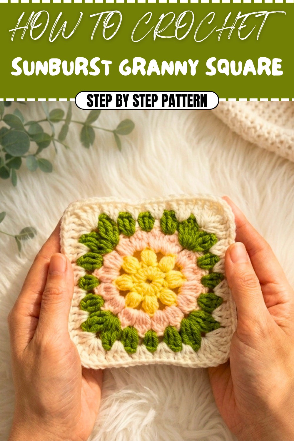 Free Crochet Sunburst Granny Square Pattern
