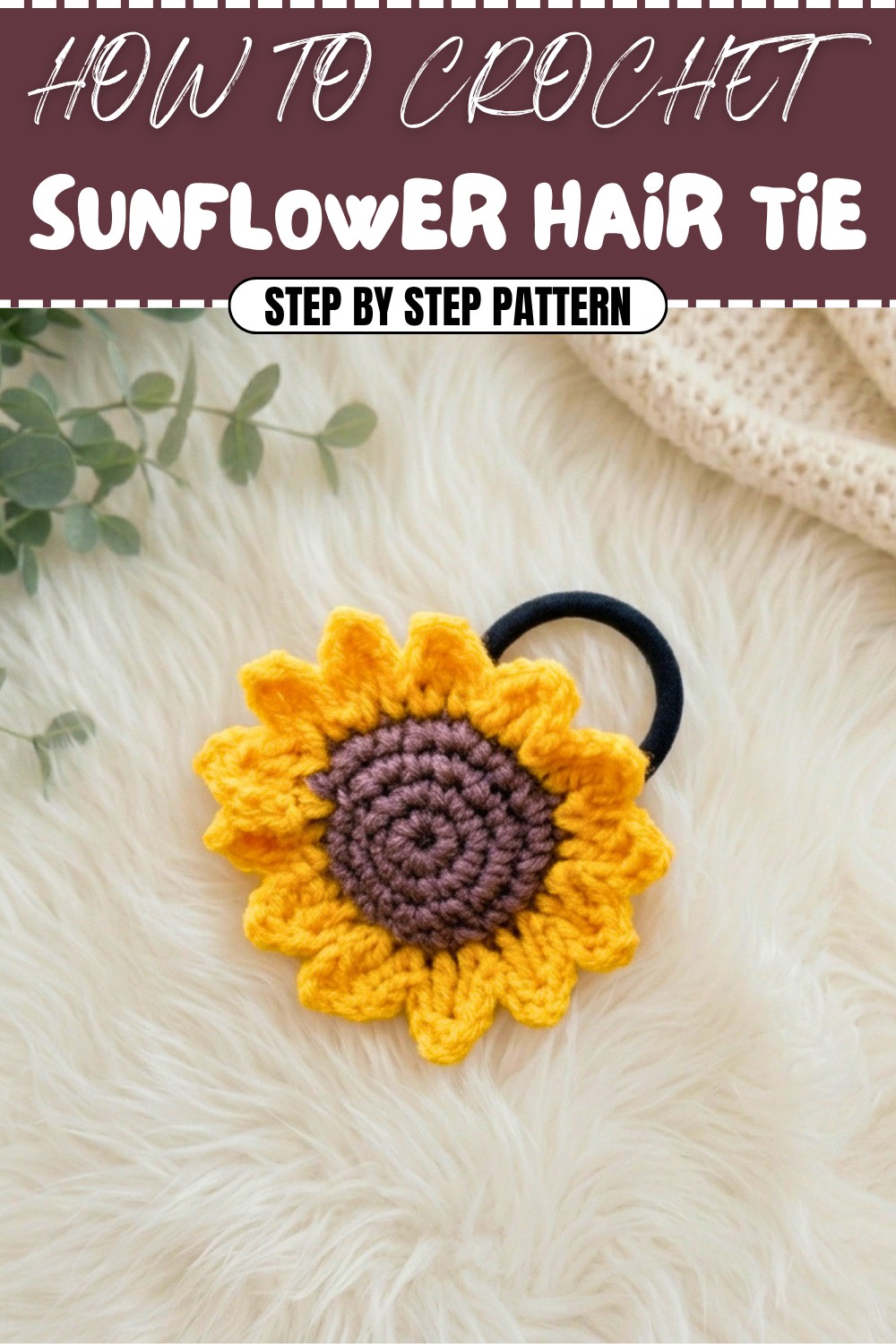 Free Crochet Sunflower Hair Tie Pattern