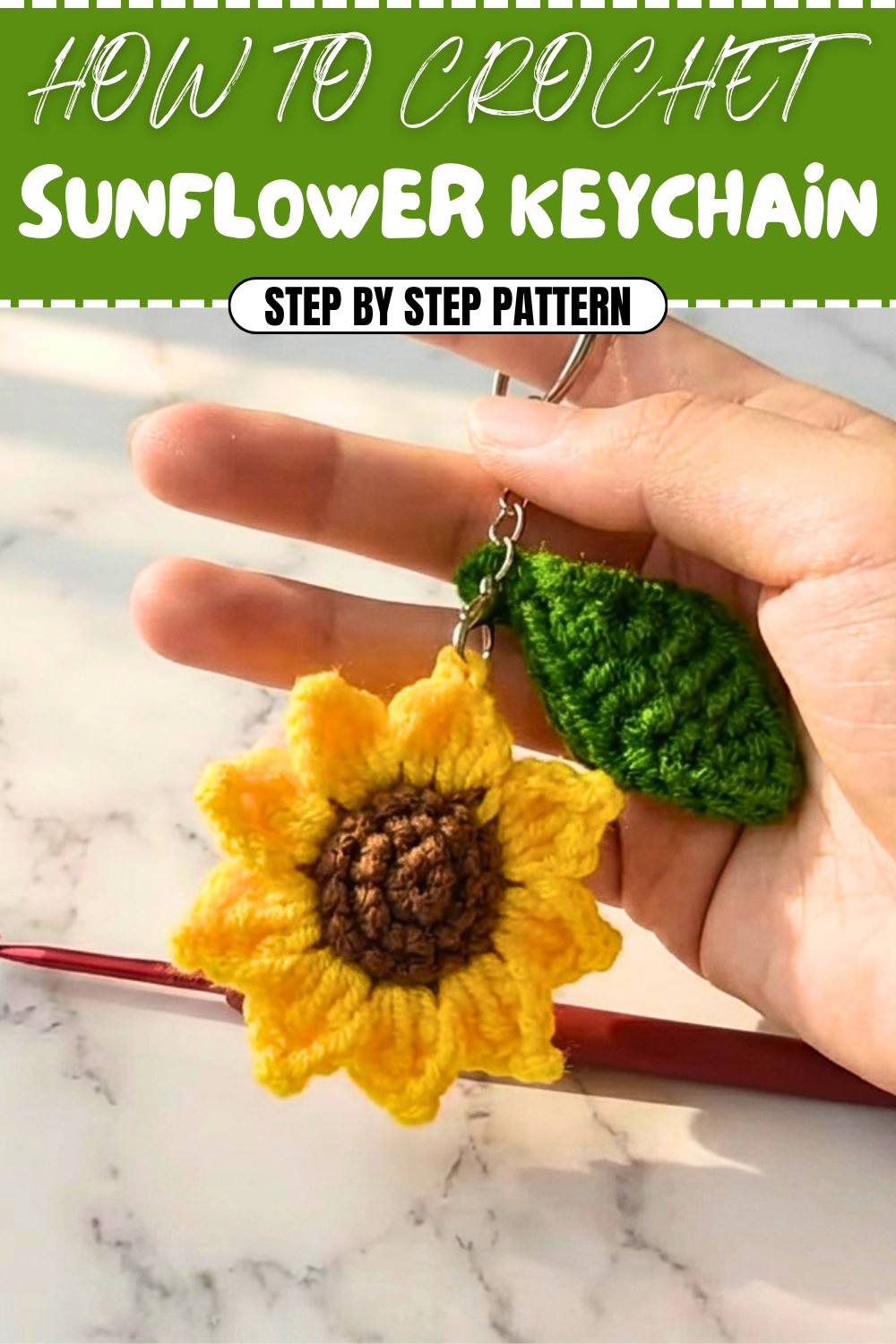 Free Crochet Sunflower Keychain Pattern