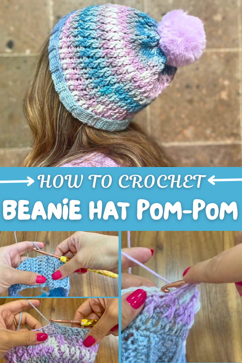 Crochet Beanie Hat Pom-Pom