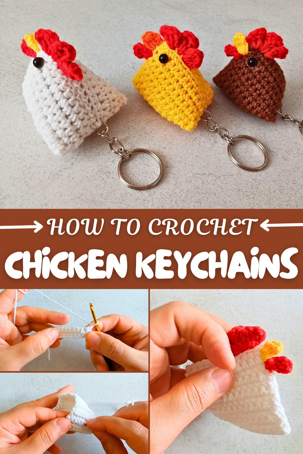 Crochet Chicken Keychains Pattern