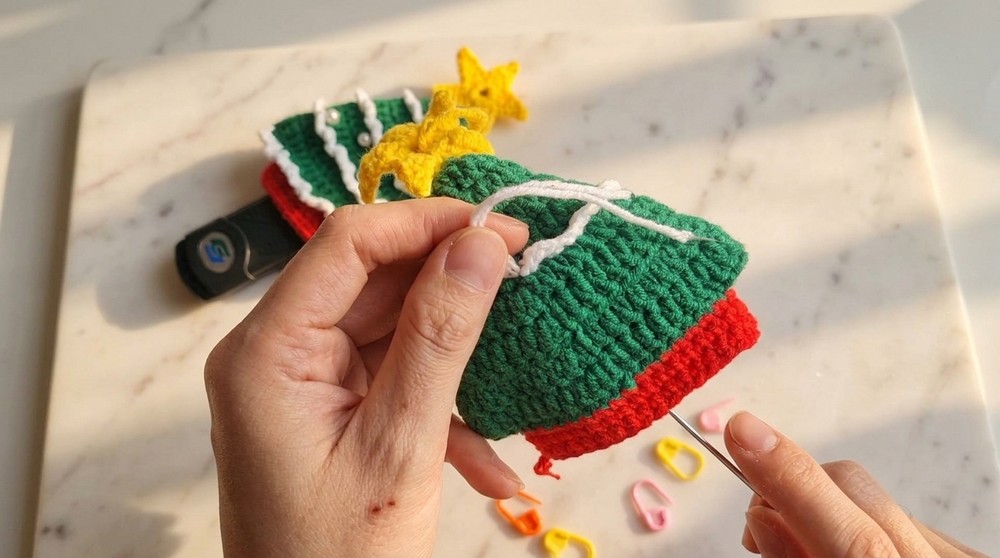 Crochet Christmas Tree Keychain Pattern 5