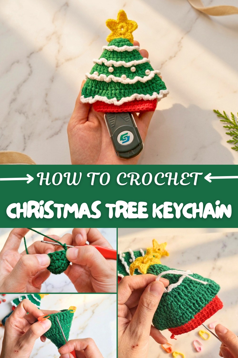 Crochet Christmas Tree Keychain Pattern