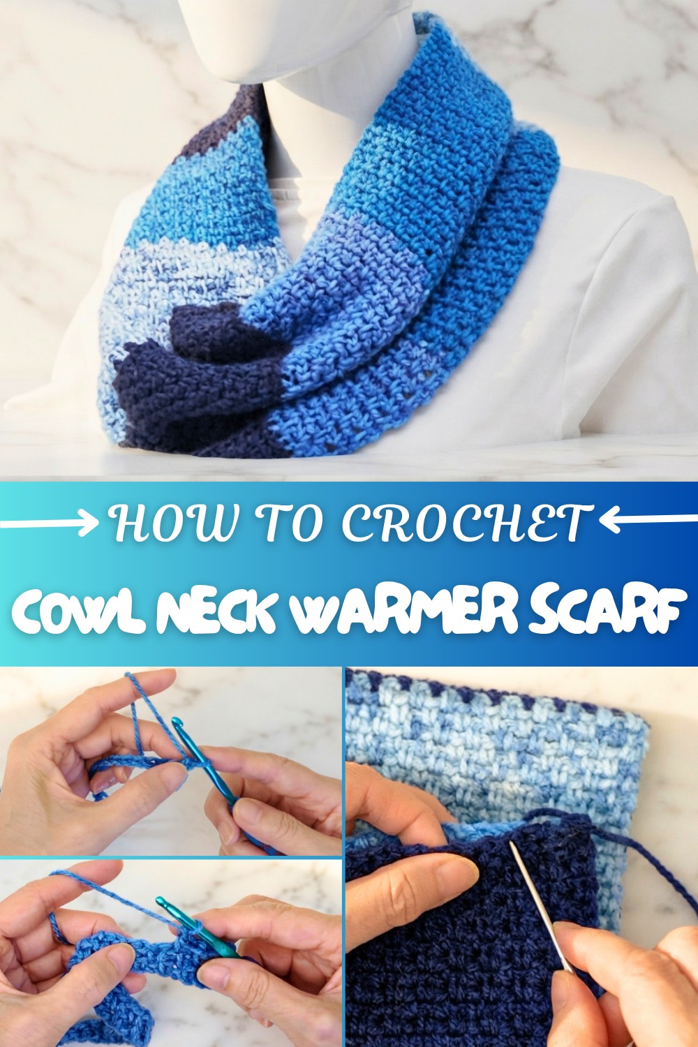 Crochet Cowl Neck Warmer Scarf Pattern