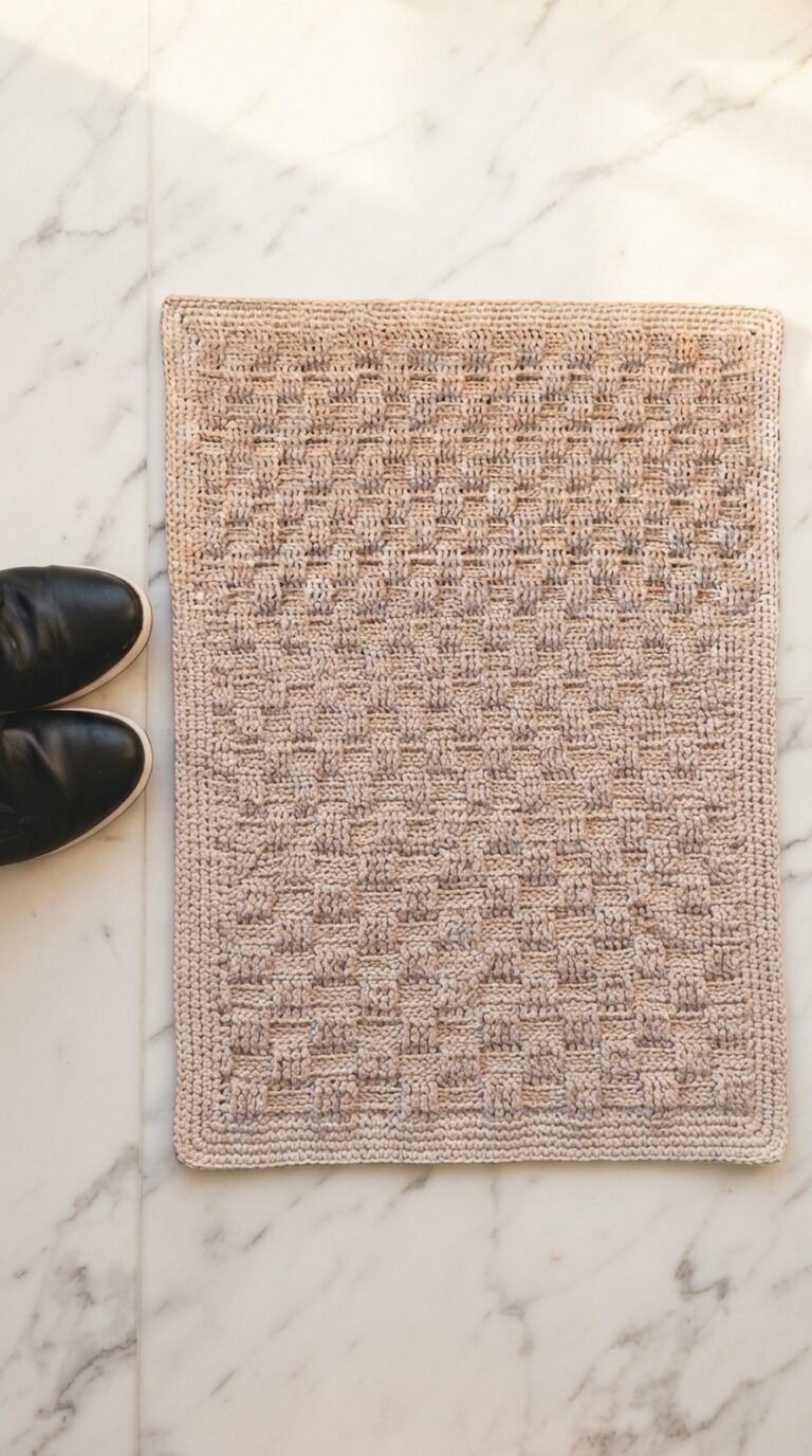 Crochet Floor Mat With Basket Weave Pattern 6