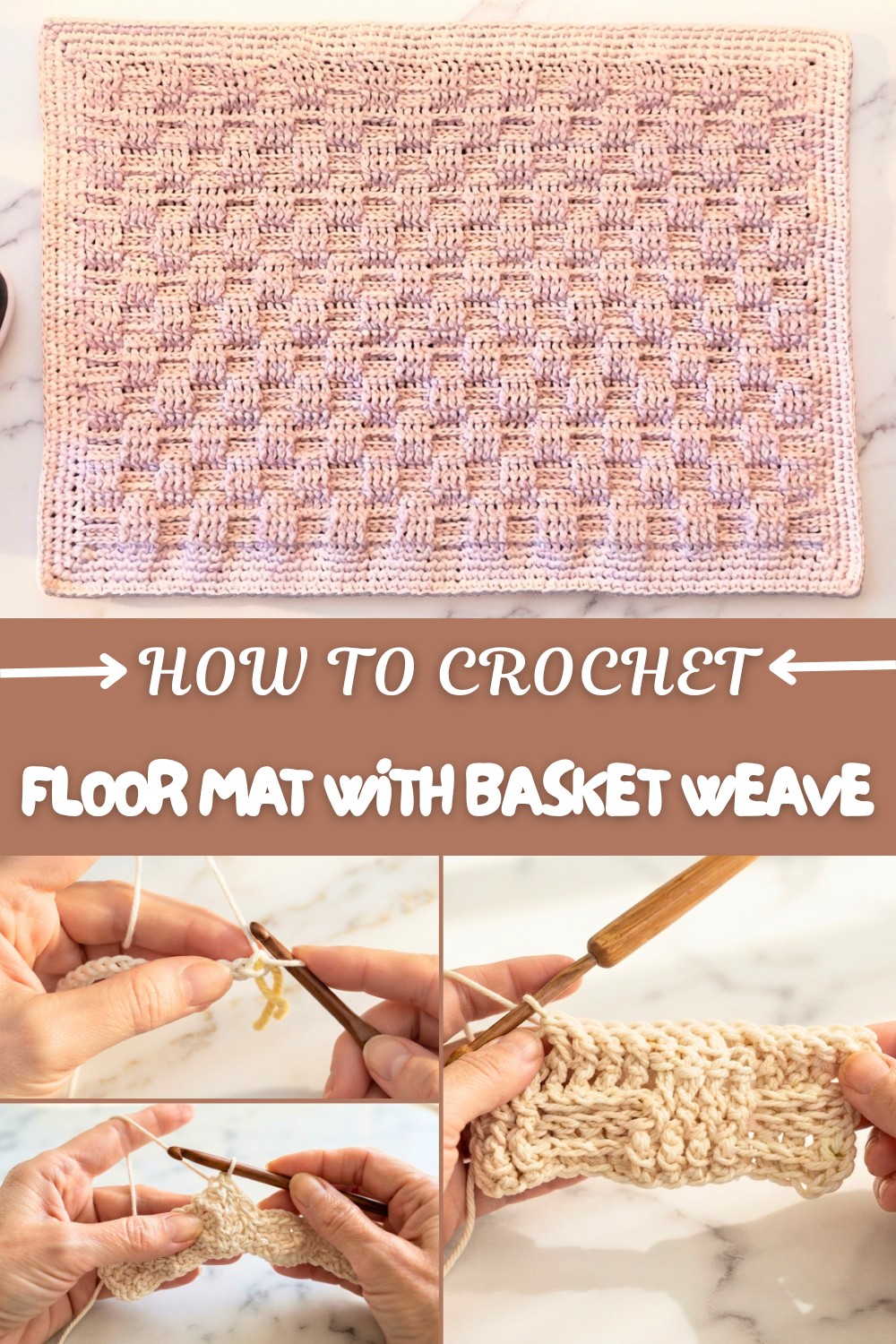 Crochet Floor Mat With Basket Weave Pattern