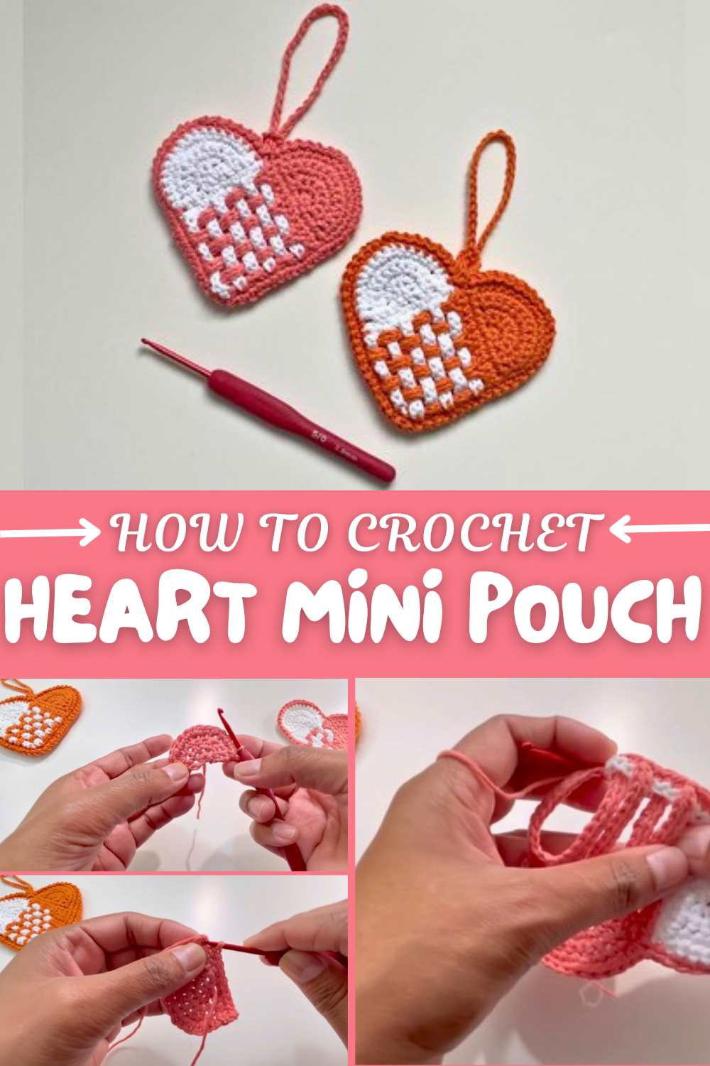 Crochet Heart Shaped Mini Pouch