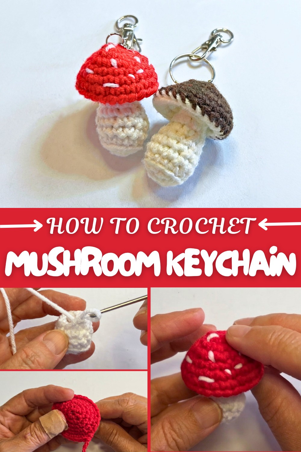 Crochet Mushroom Keychain Pattern