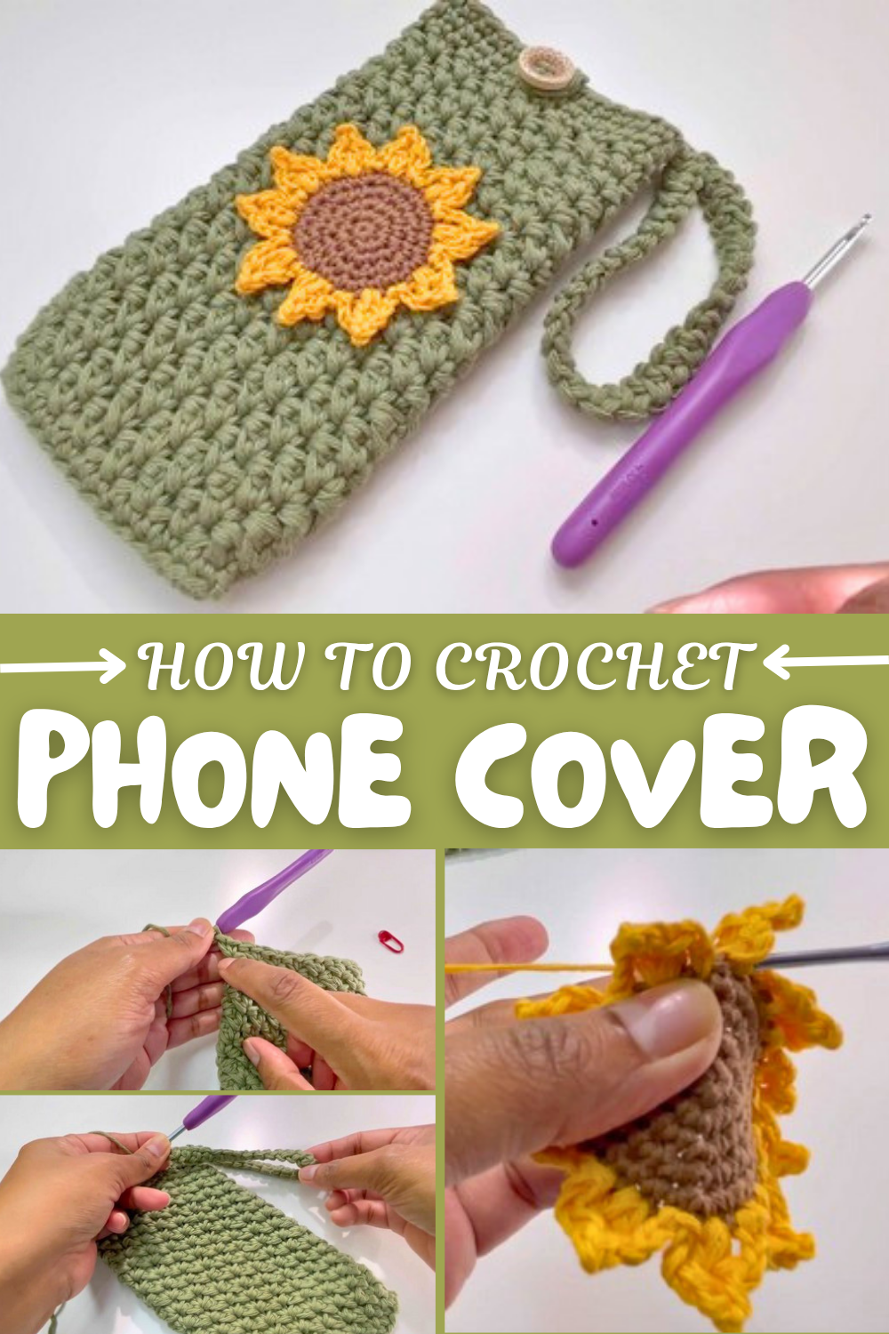 Crochet Phone Cover With Sunflower