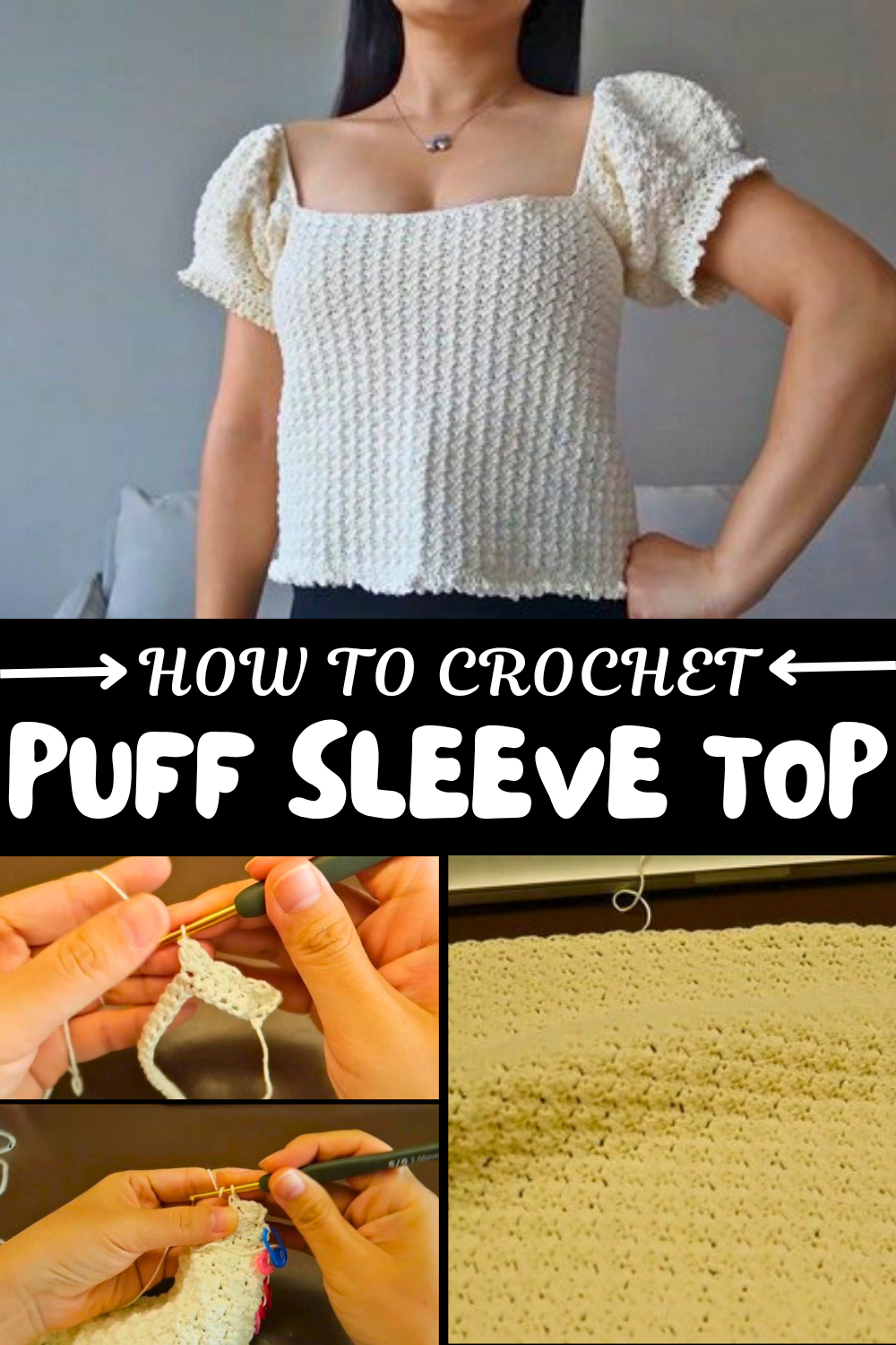Crochet Puff Sleeve Top