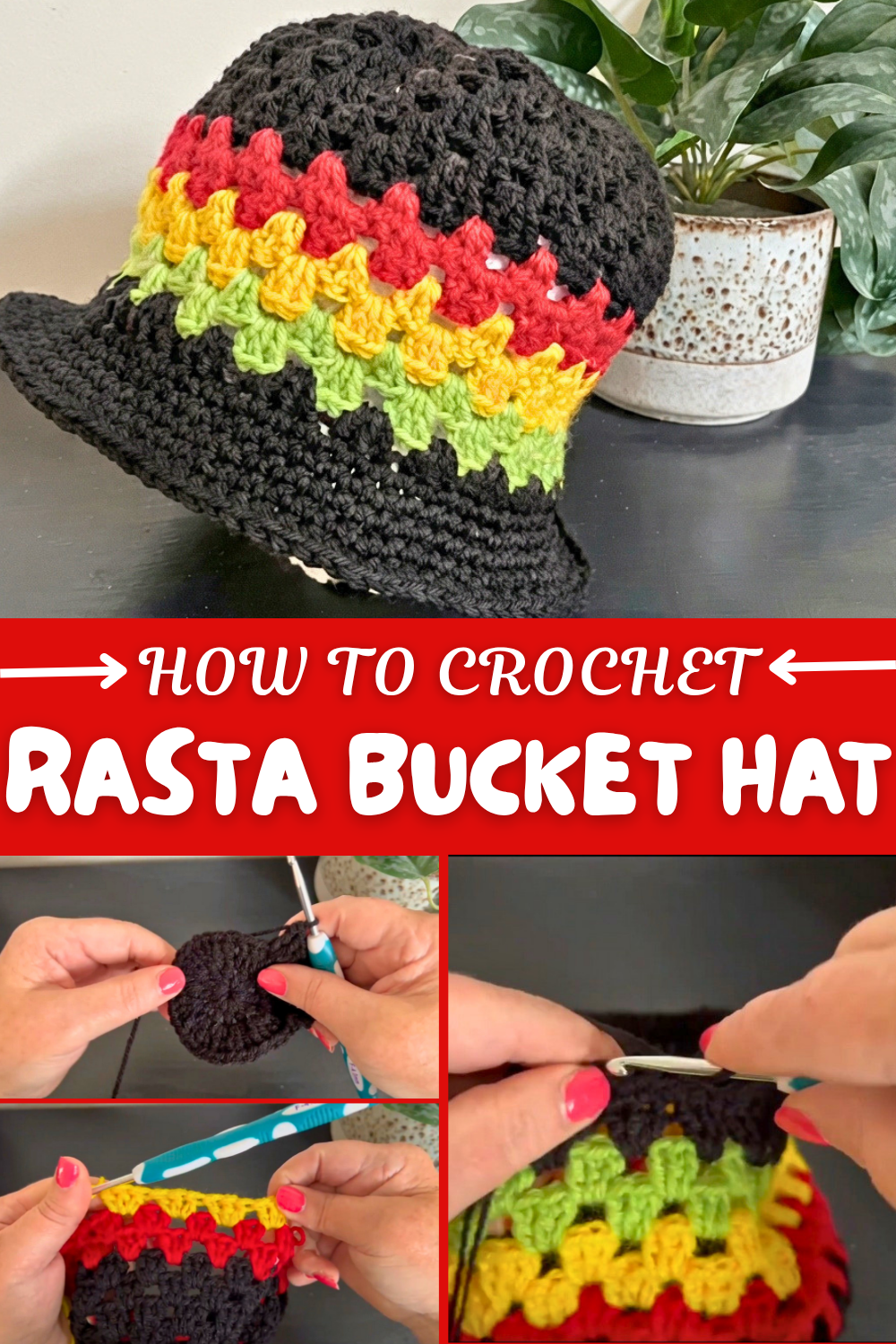 Crochet Rasta Bucket Hat