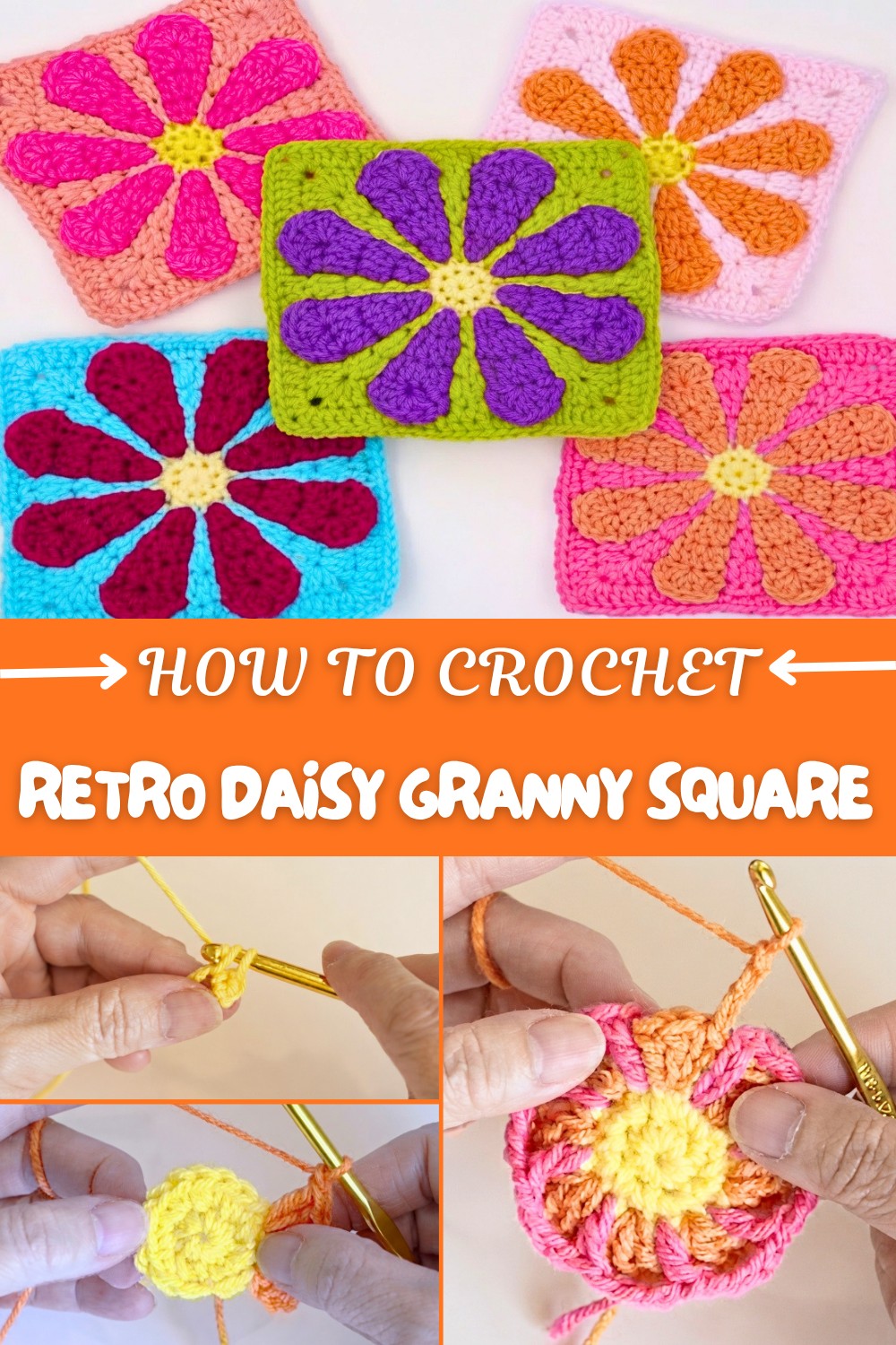 Crochet Retro Daisy Granny Square Pattern