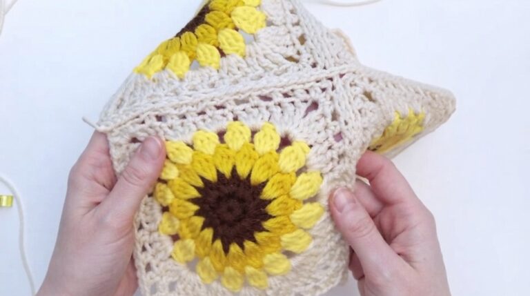 Crochet Sunflower Granny Squares Blanket Pattern 5