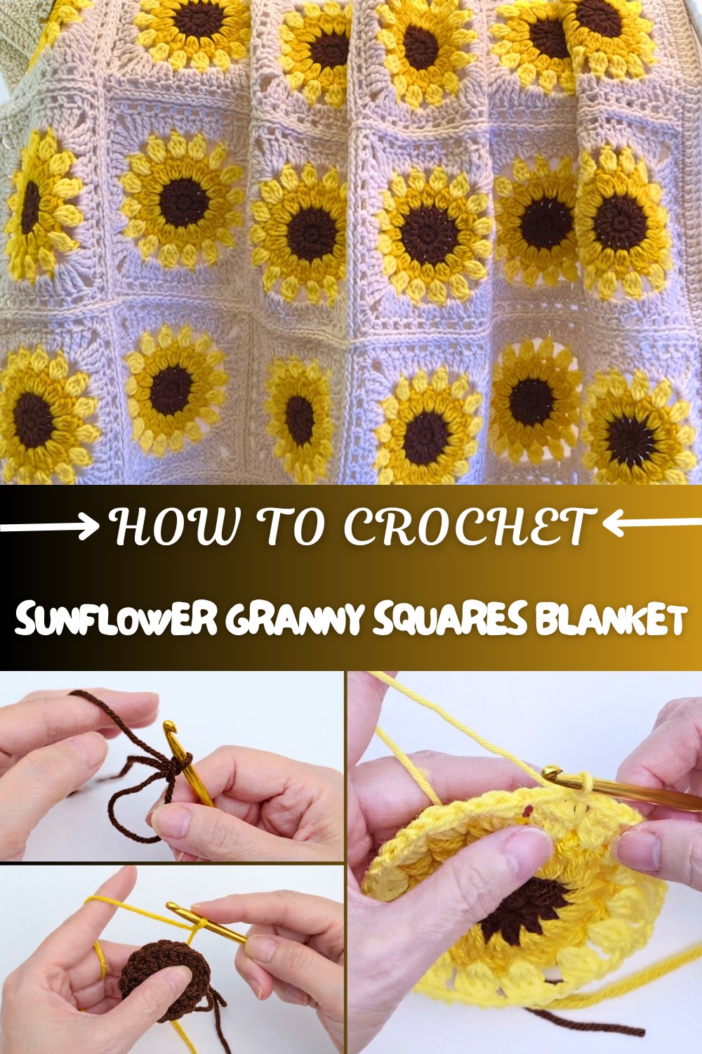 Crochet Sunflower Granny Squares Blanket Pattern