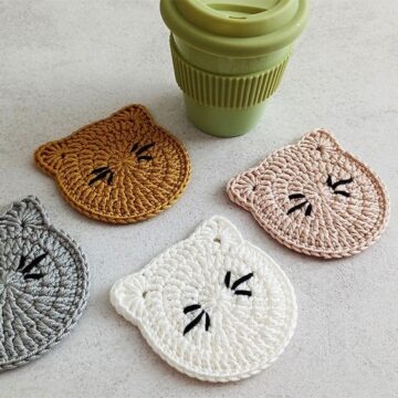 Cute Crochet Cat Coasters Pattern 6