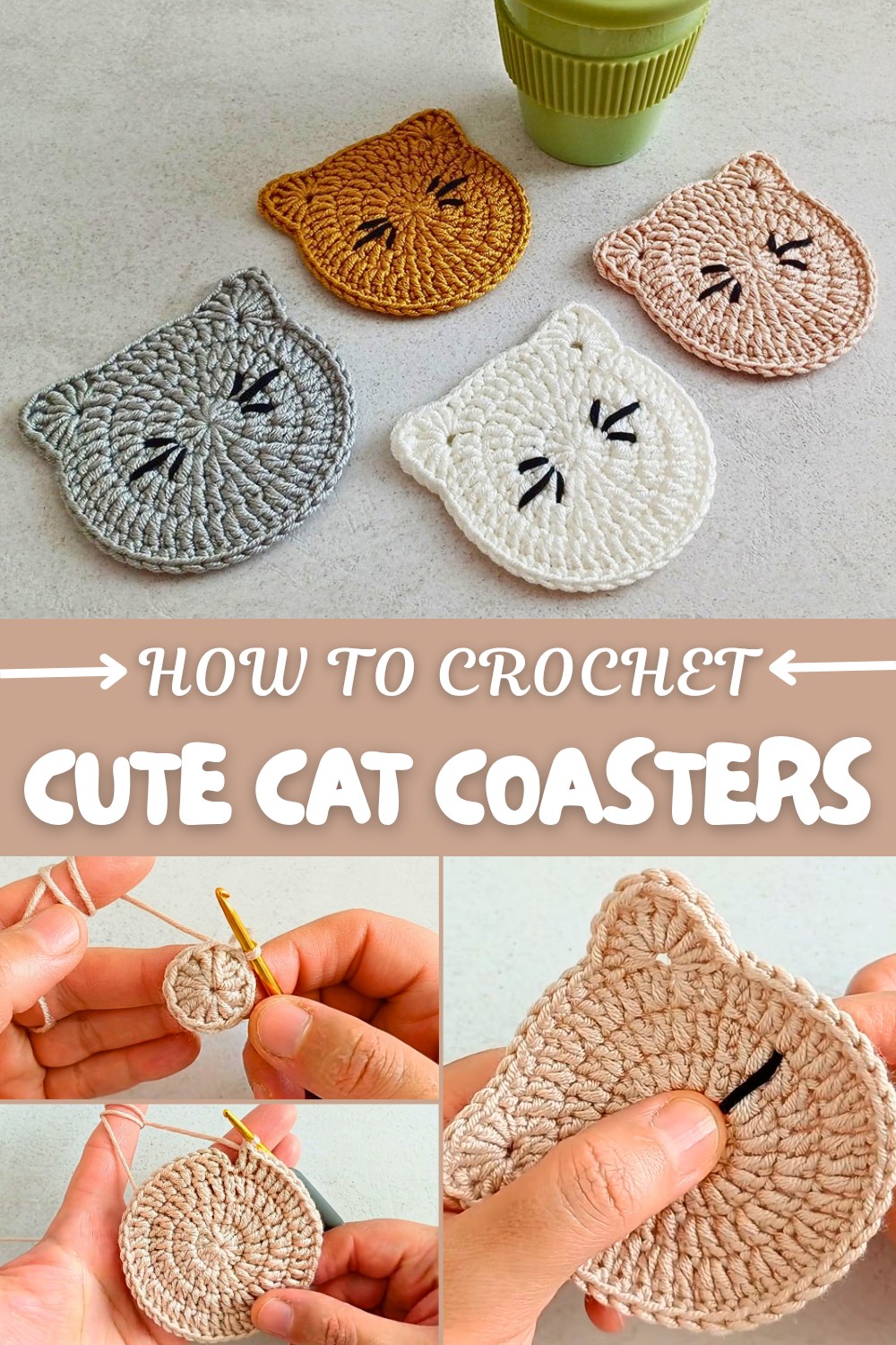Cute Crochet Cat Coasters Pattern