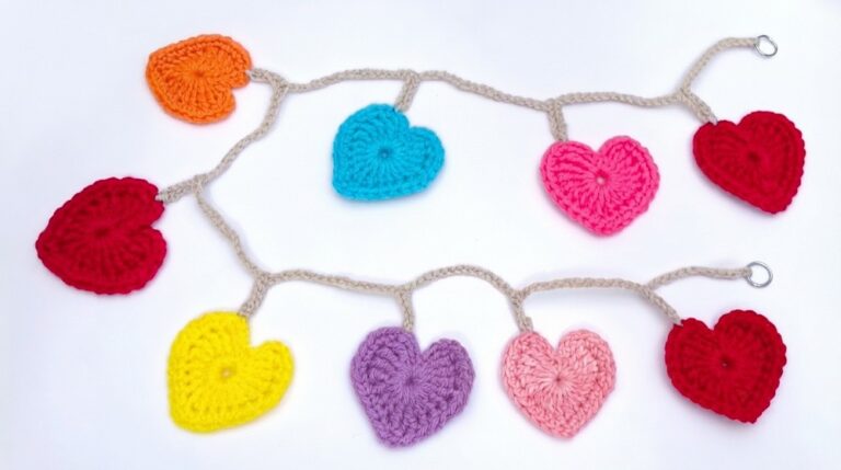 Cute Crochet Heart Ornaments Pattern 7