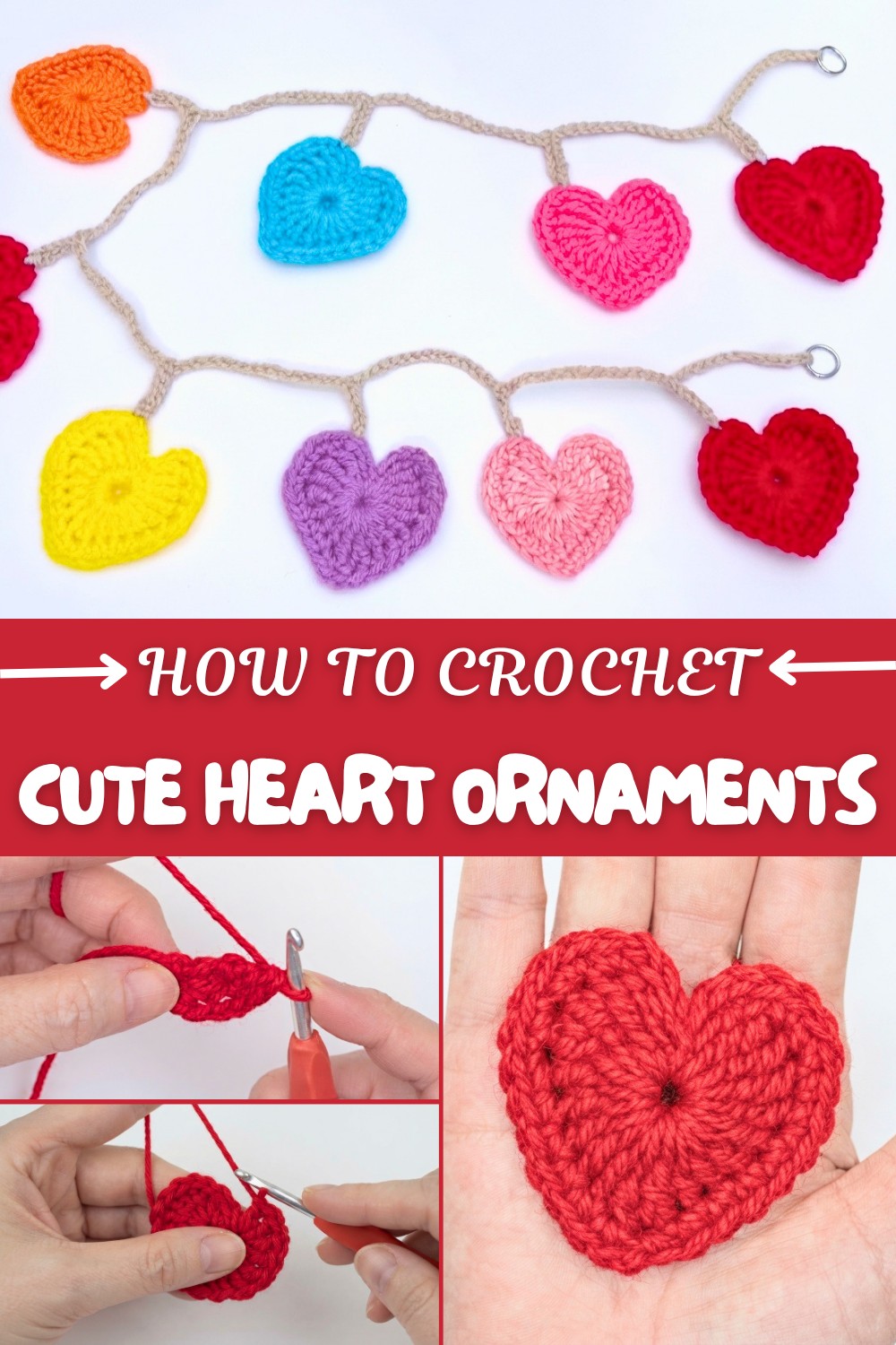 Cute Crochet Heart Ornaments Pattern