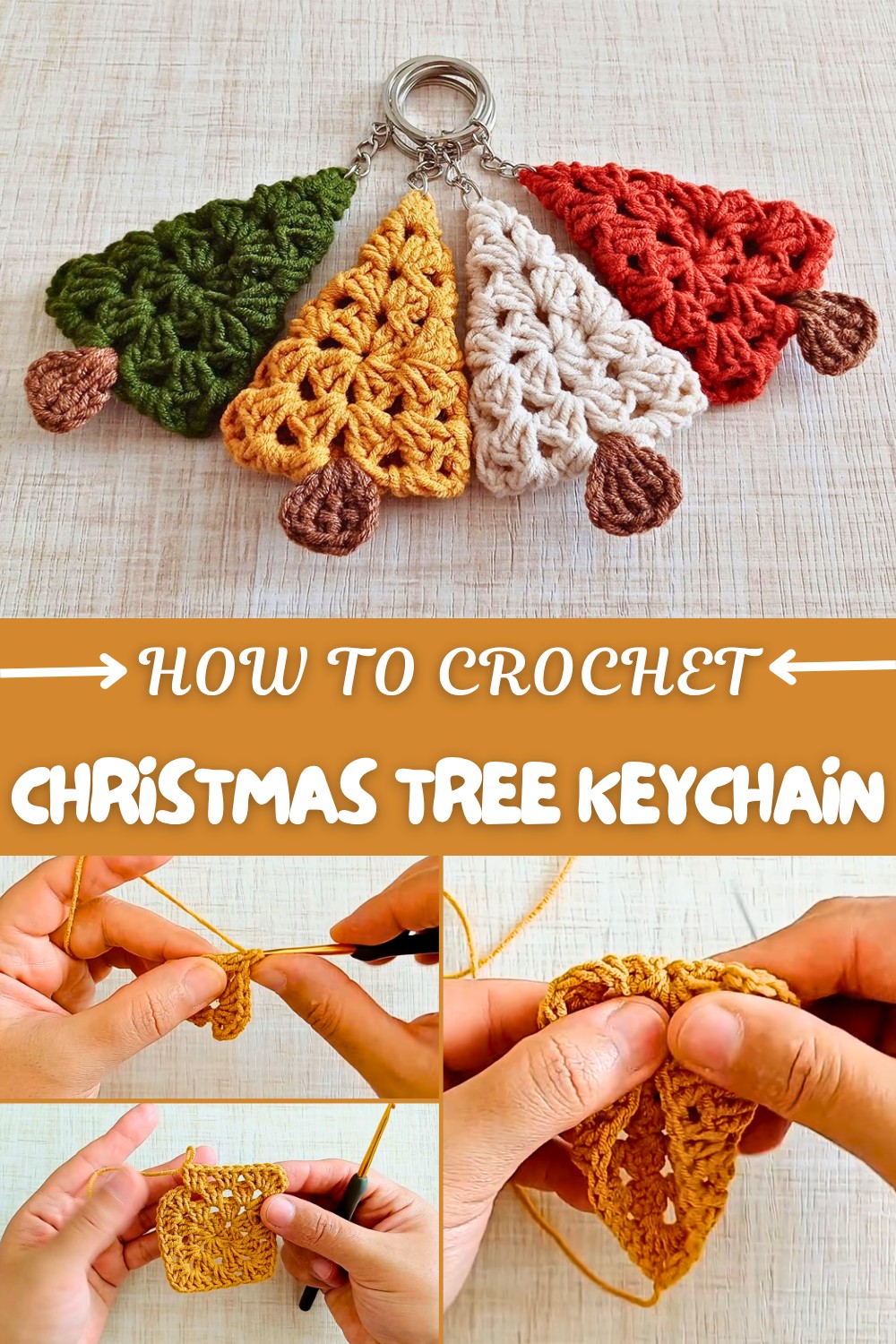 Easy Crochet Christmas Tree Keychain Pattern