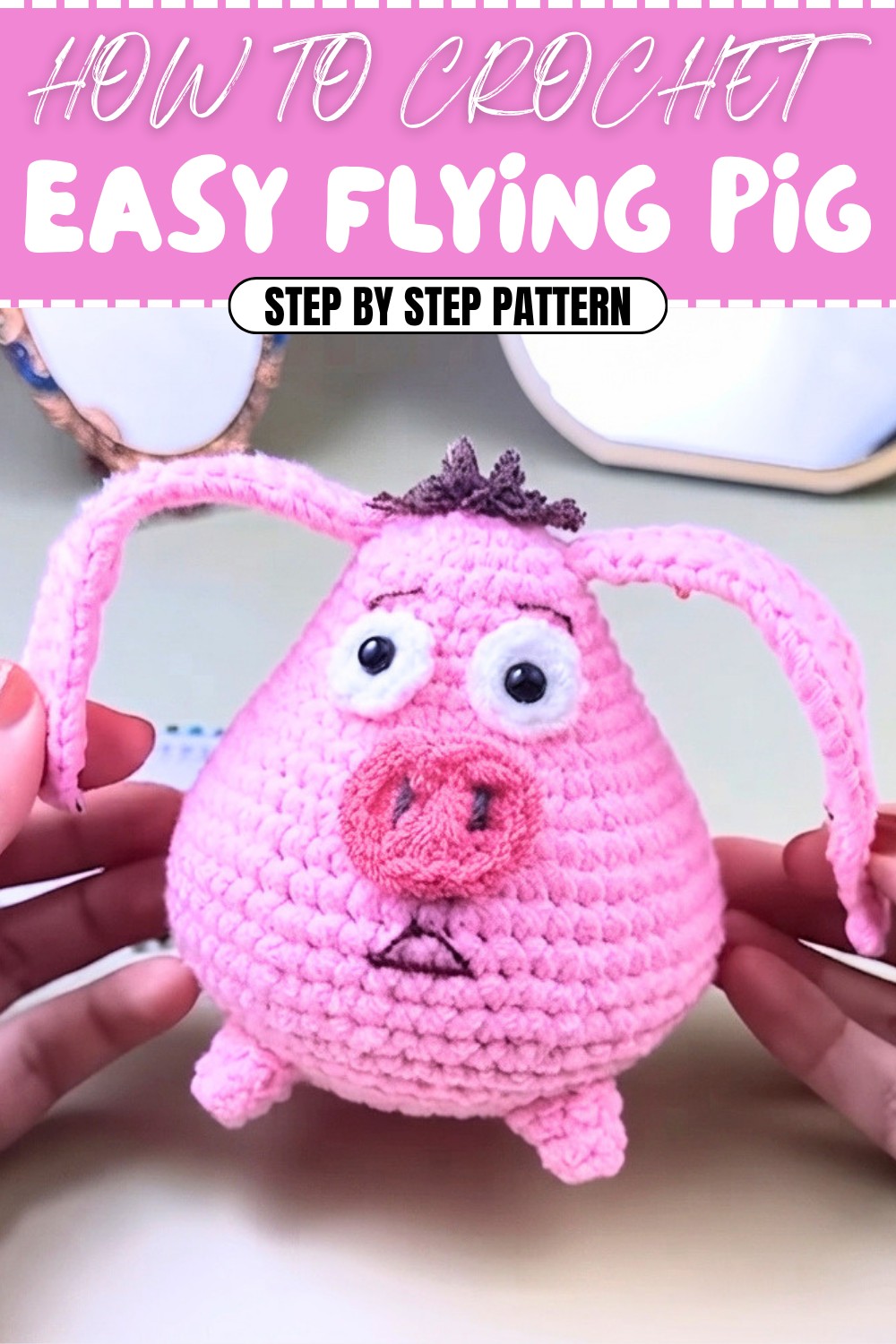 Easy Crochet Flying Pig Pattern (1)