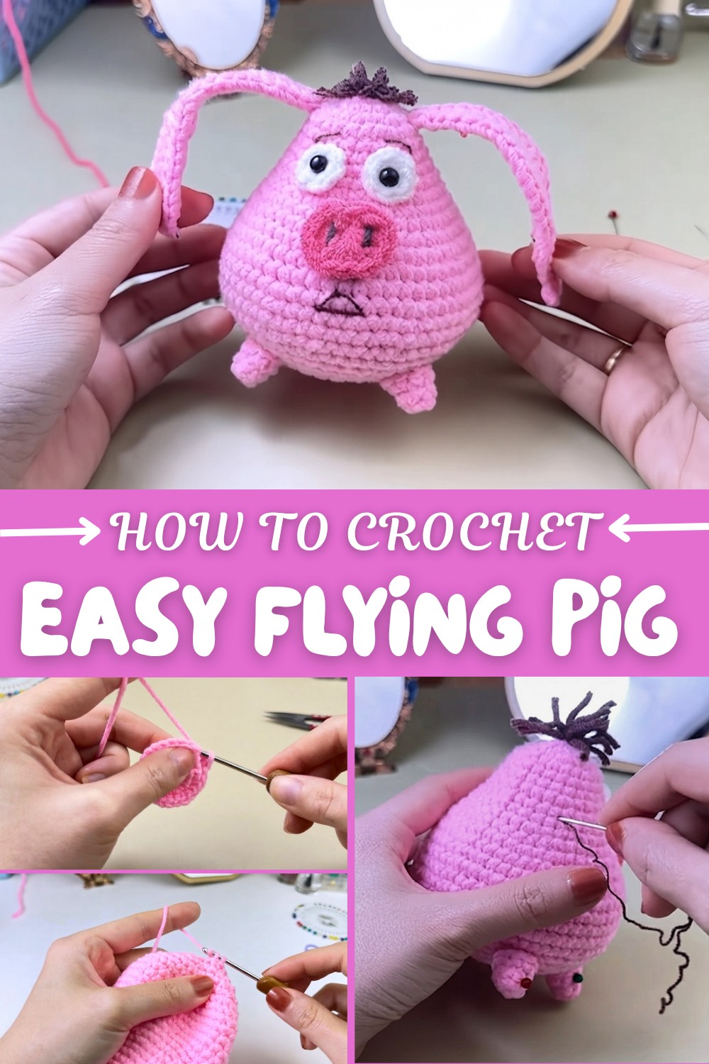 Easy Crochet Flying Pig Pattern