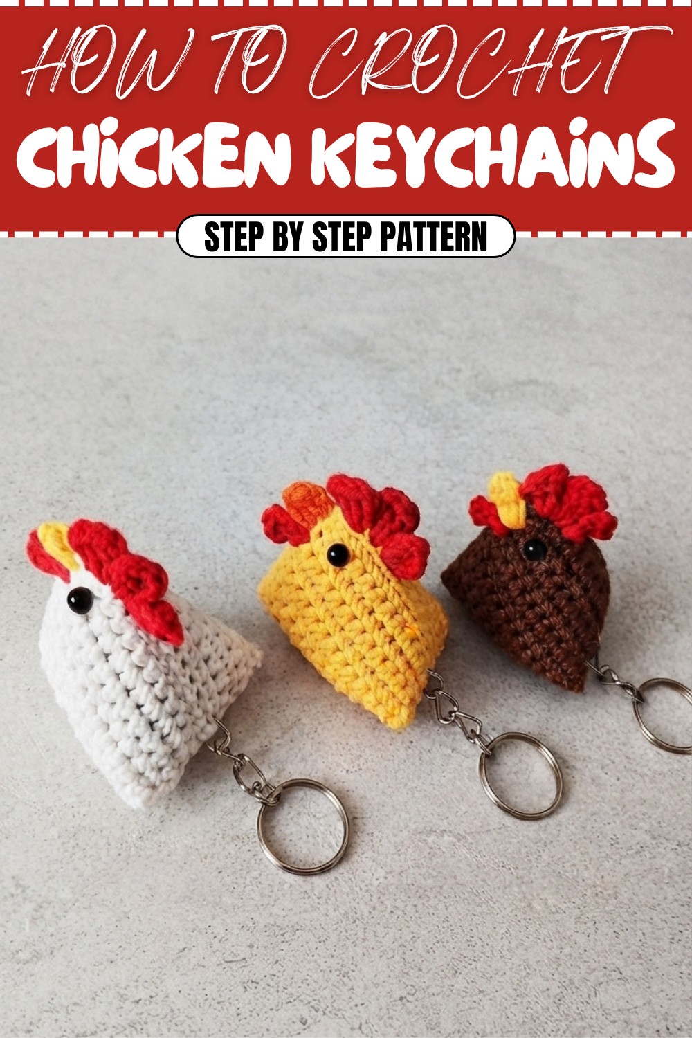 Free Crochet Chicken Keychains Pattern