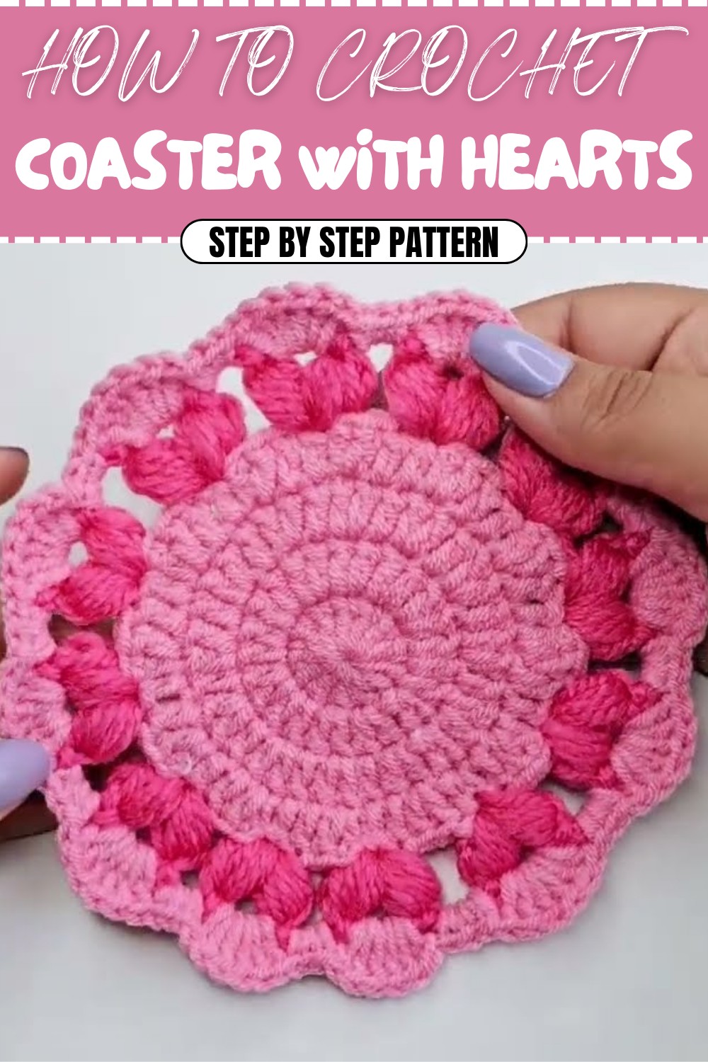 Free Crochet Coaster With Hearts Pattern